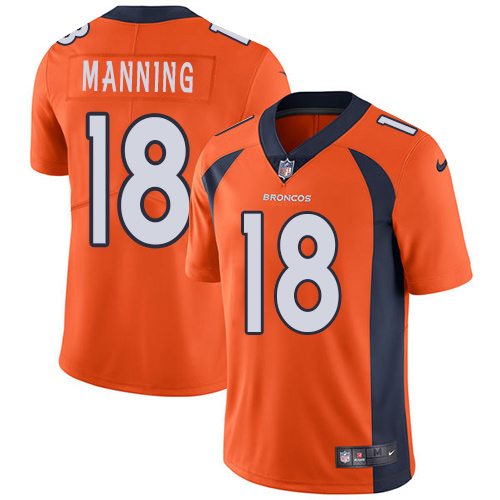 Nike Broncos #18 Peyton Manning Orange Team Color Youth Stitched NFL Vapor Untouchable Limited Jersey - Click Image to Close